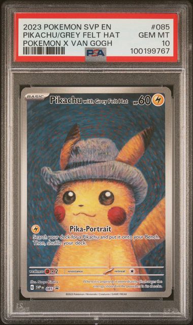 2023 POKEMON SVP EN-SV BLACK STAR PROMO #085 PIKACHU WITH GREY FELT HAT PSA 10