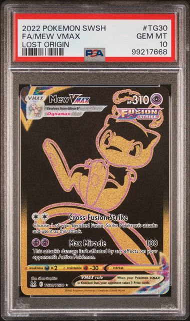 2022 POKEMON SWORD & SHIELD LOST ORIGIN TG30 FA MEW VMAX PSA 10